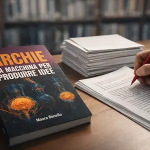 Archie La Macchina per Produrre Idee in biblioteca poggiata su un tavolo