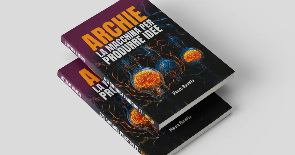 due libri sovrapposti con la copertina del libro Archie La Macchina per Produrre Idee
